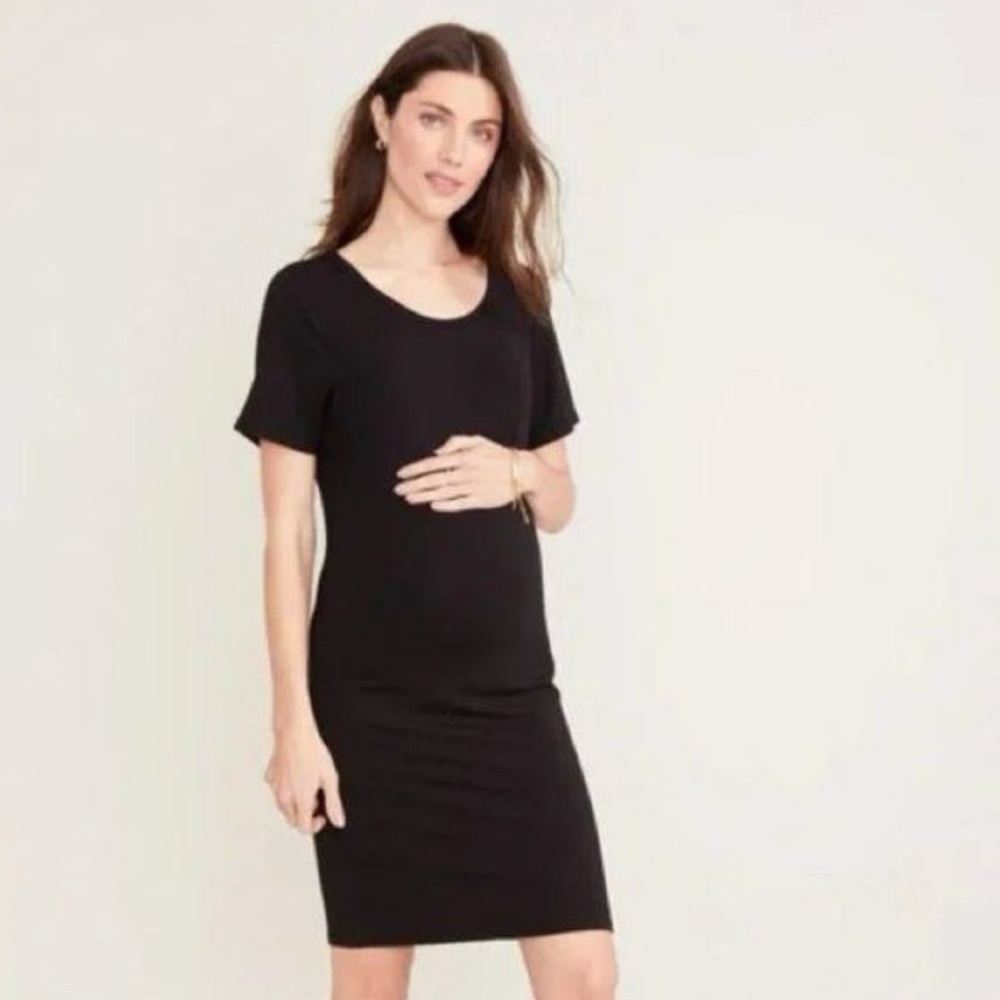 HATCH Collection Layers Black T-Shirt Dress | Maternity Bodycon | Size Large